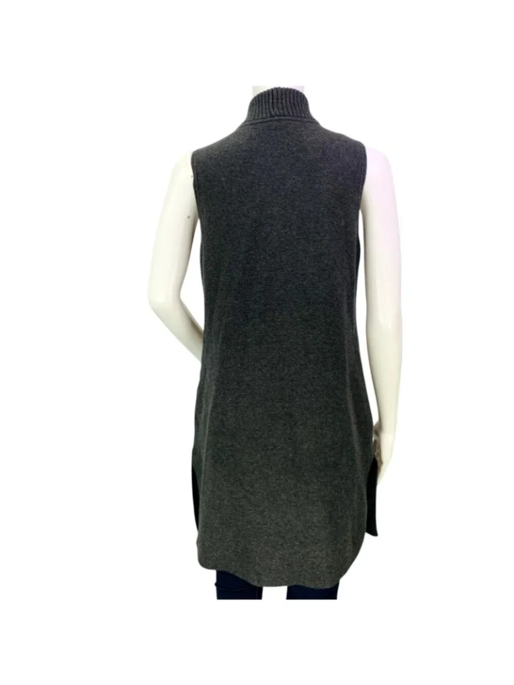 Chicos Womens Pocket Sweater Vest Gray Open Front Duster Size 0 | S - Picture 7 of 15